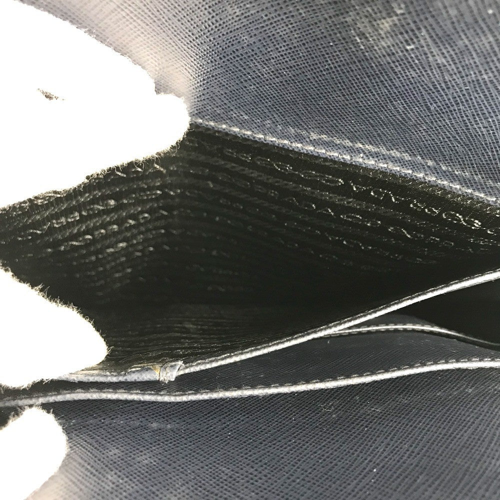 PRADA triangle logo triangle logo plate Handbag (vertical) Business bag saffiano leather blue Used