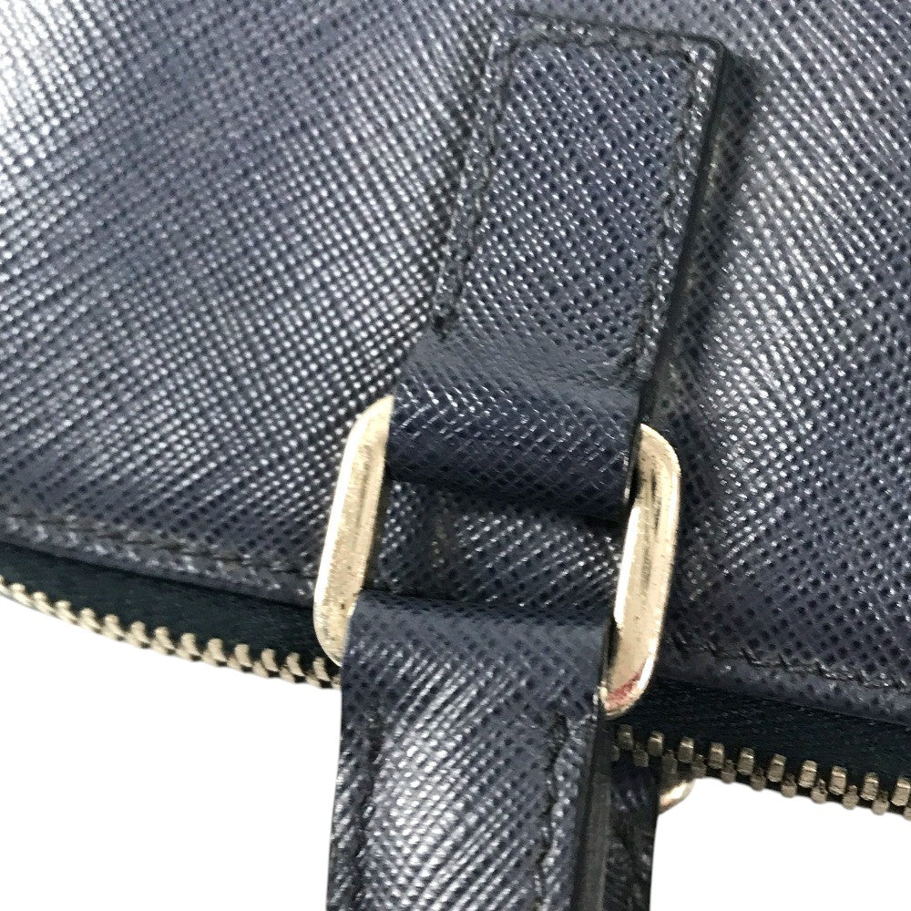 PRADA triangle logo triangle logo plate Handbag (vertical) Business bag saffiano leather blue Used