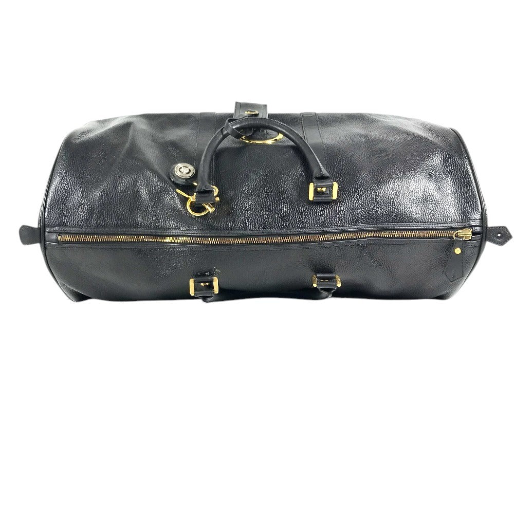 VERSACE vintage Sunburst logo 2-Way Bag: Shoulder Bag, Crossbody Bag, Duffle Bag Hand Bag Leather Black/Gold Used