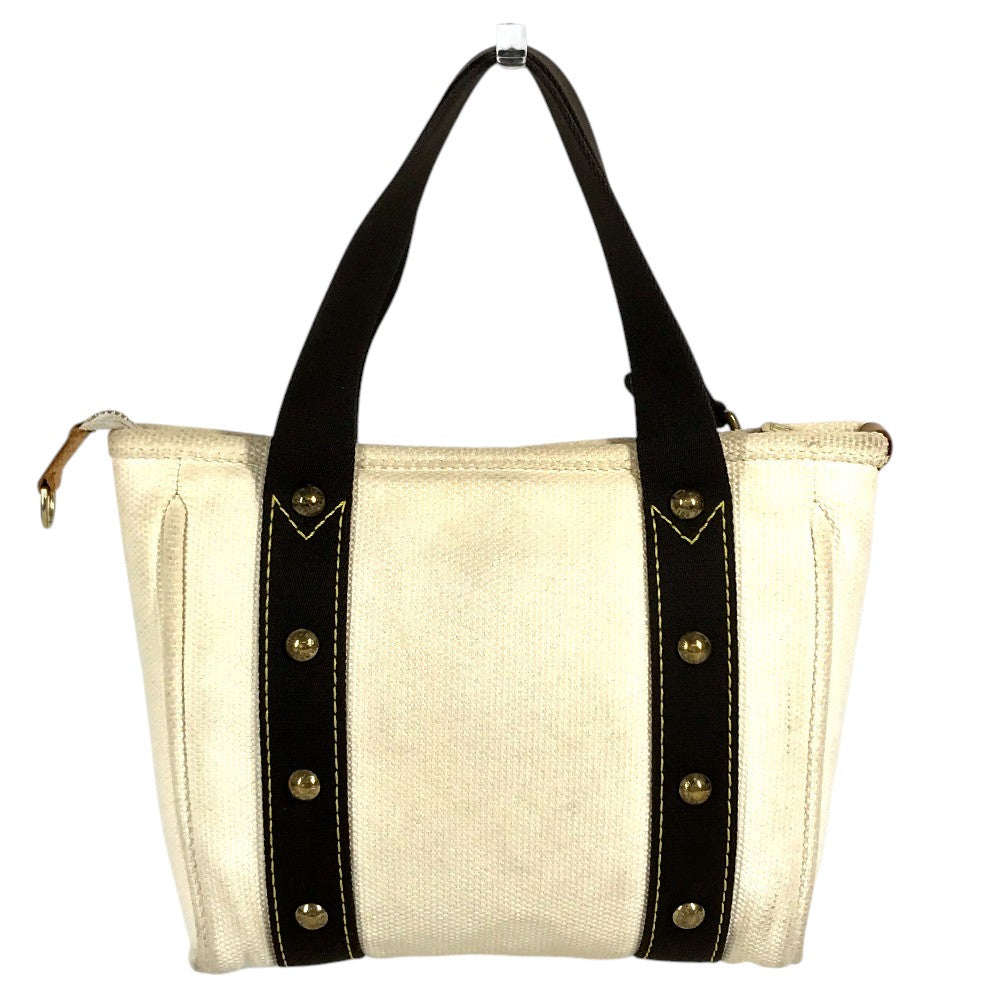 LOUIS VUITTON M40039 Antigua Cabas PM Tote Bag Hand Bag cotton White/Brown Used