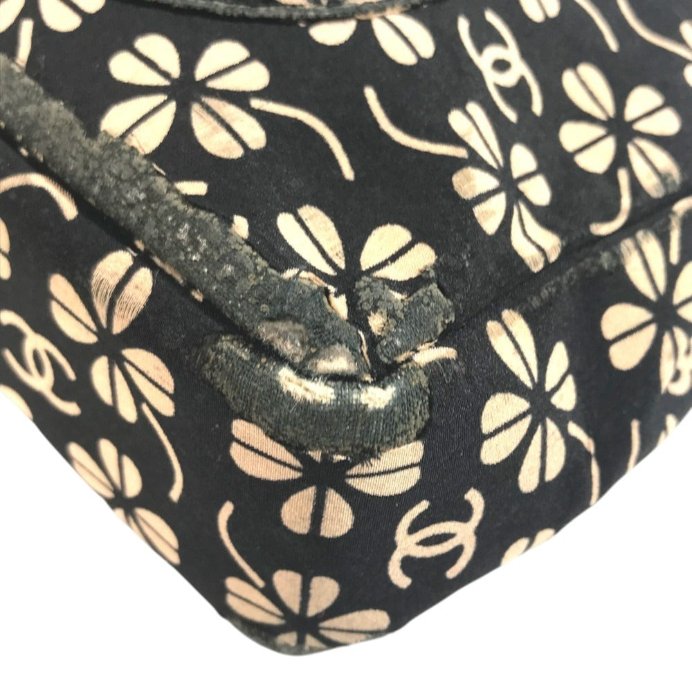 CHANEL Translated ants Clover CC logo CC Mark bag flap Shoulder Bag cotton Black Used