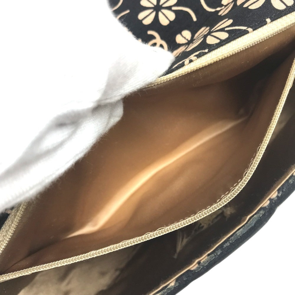 CHANEL Translated ants Clover CC logo CC Mark bag flap Shoulder Bag cotton Black Used