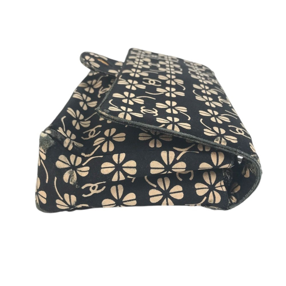 CHANEL Translated ants Clover CC logo CC Mark bag flap Shoulder Bag cotton Black Used