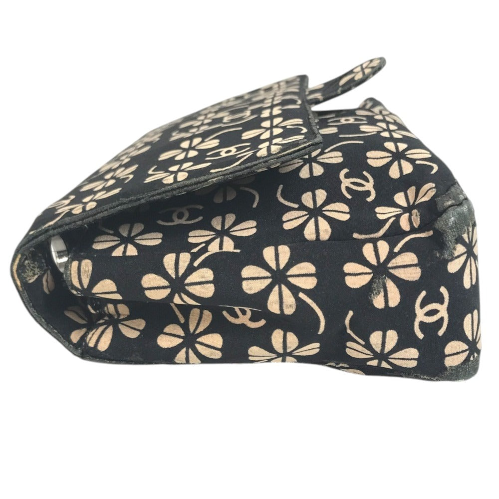 CHANEL Translated ants Clover CC logo CC Mark bag flap Shoulder Bag cotton Black Used