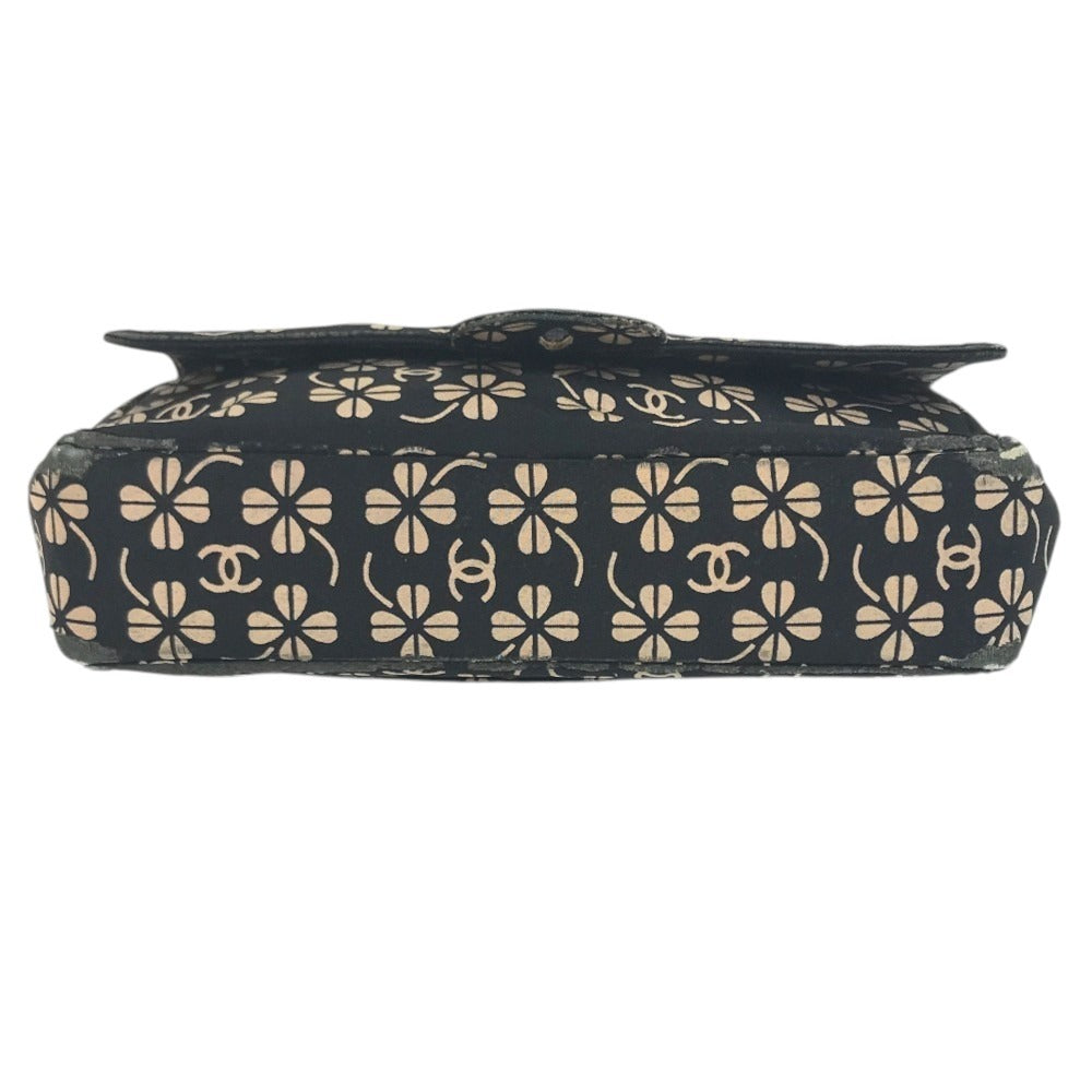 CHANEL Translated ants Clover CC logo CC Mark bag flap Shoulder Bag cotton Black Used