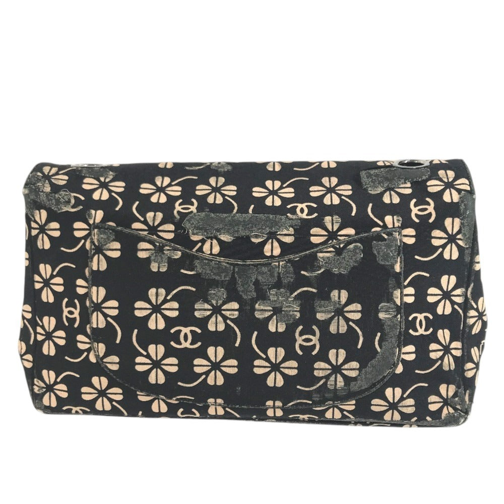 CHANEL Translated ants Clover CC logo CC Mark bag flap Shoulder Bag cotton Black Used