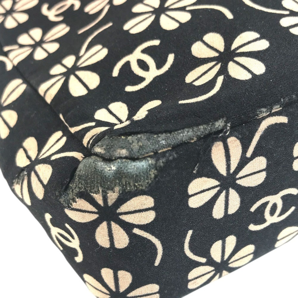 CHANEL Translated ants Clover CC logo CC Mark bag flap Shoulder Bag cotton Black Used