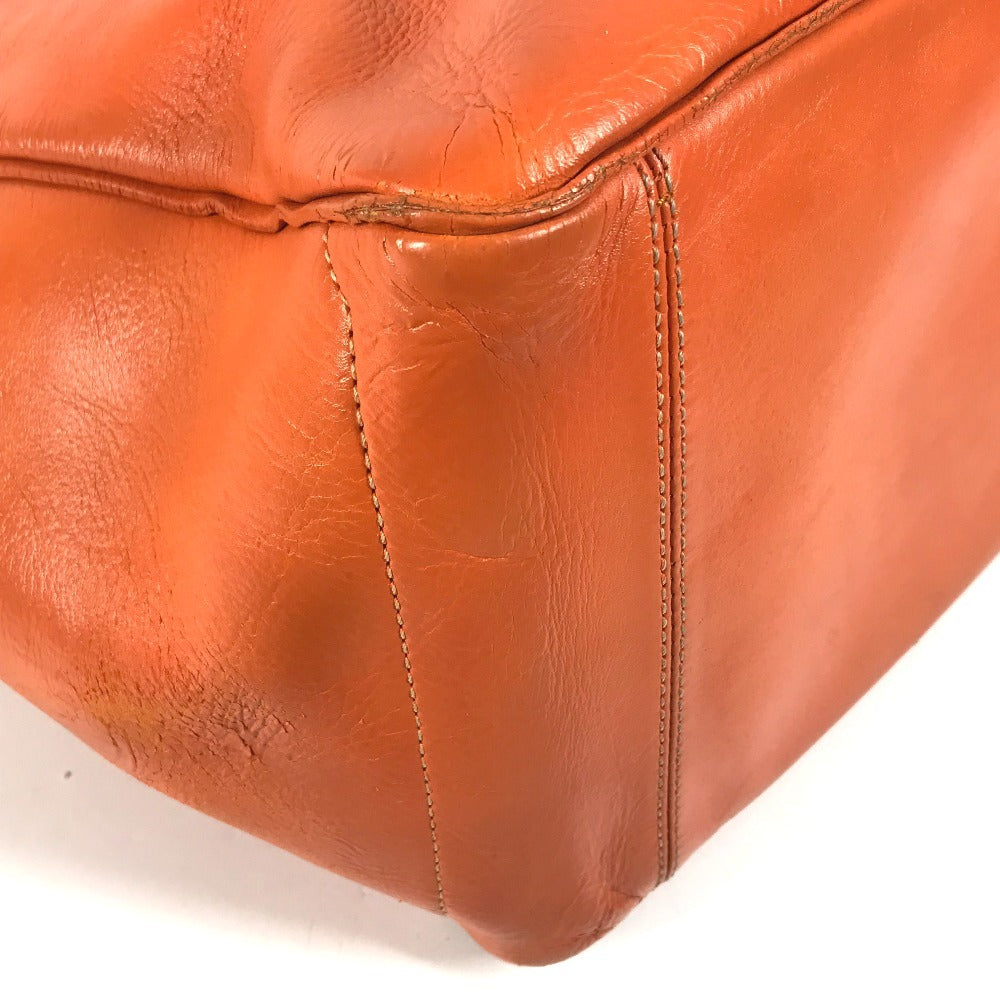 CELINE Shoulder Boogie Bag Large Bag Shoulder Bag Hand Bag Tote Bag Leather Orange Used
