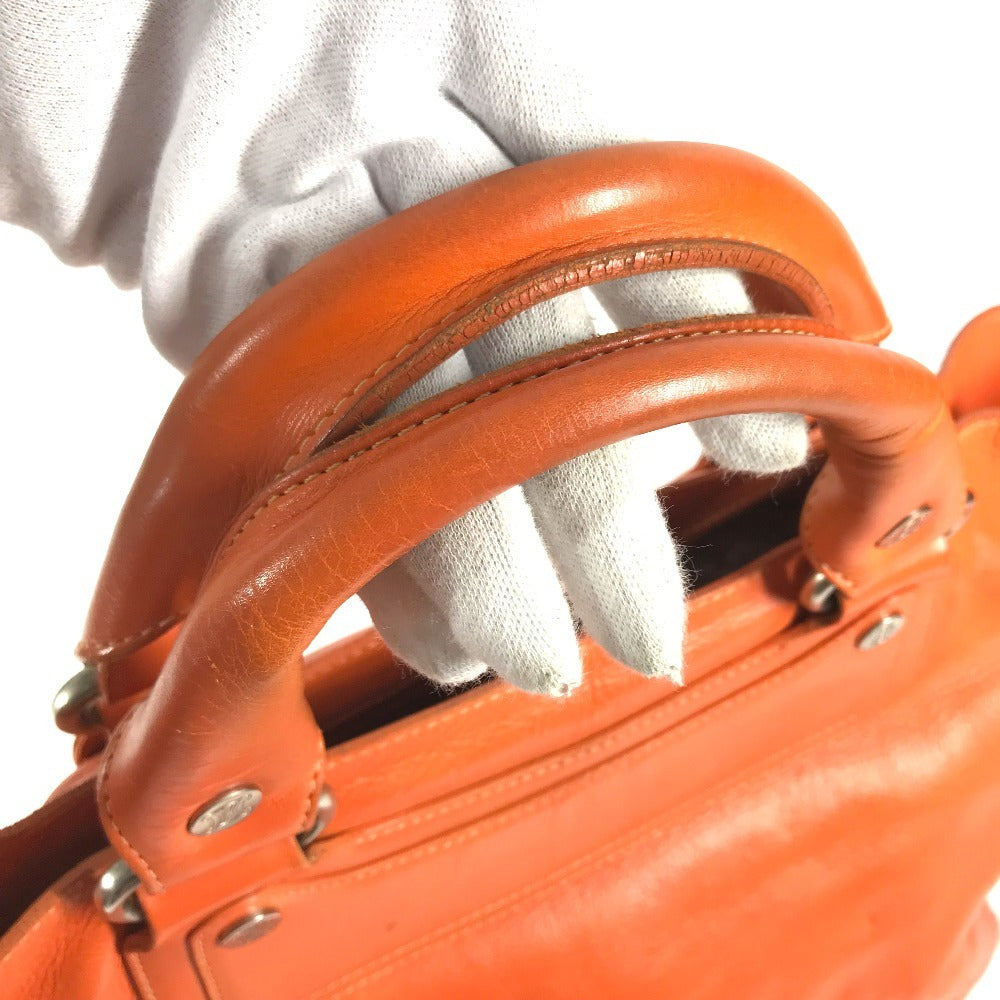 CELINE Shoulder Boogie Bag Large Bag Shoulder Bag Hand Bag Tote Bag Leather Orange Used