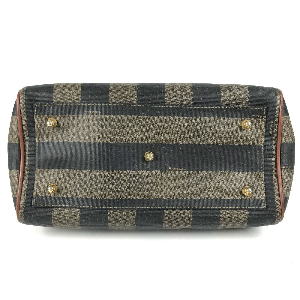 FENDI vintage Pecan Bag Mini Duffle Bag Hand Bag PVC/Leather khaki/Brown Used