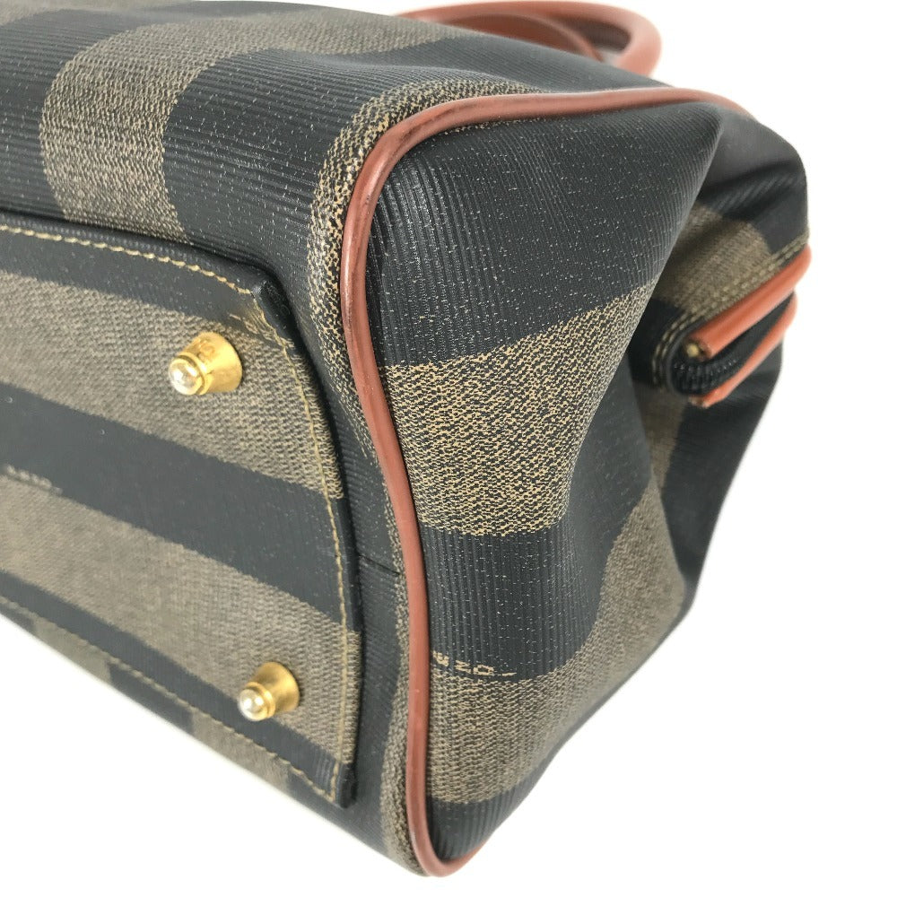 FENDI vintage Pecan Bag Mini Duffle Bag Hand Bag PVC/Leather khaki/Brown Used