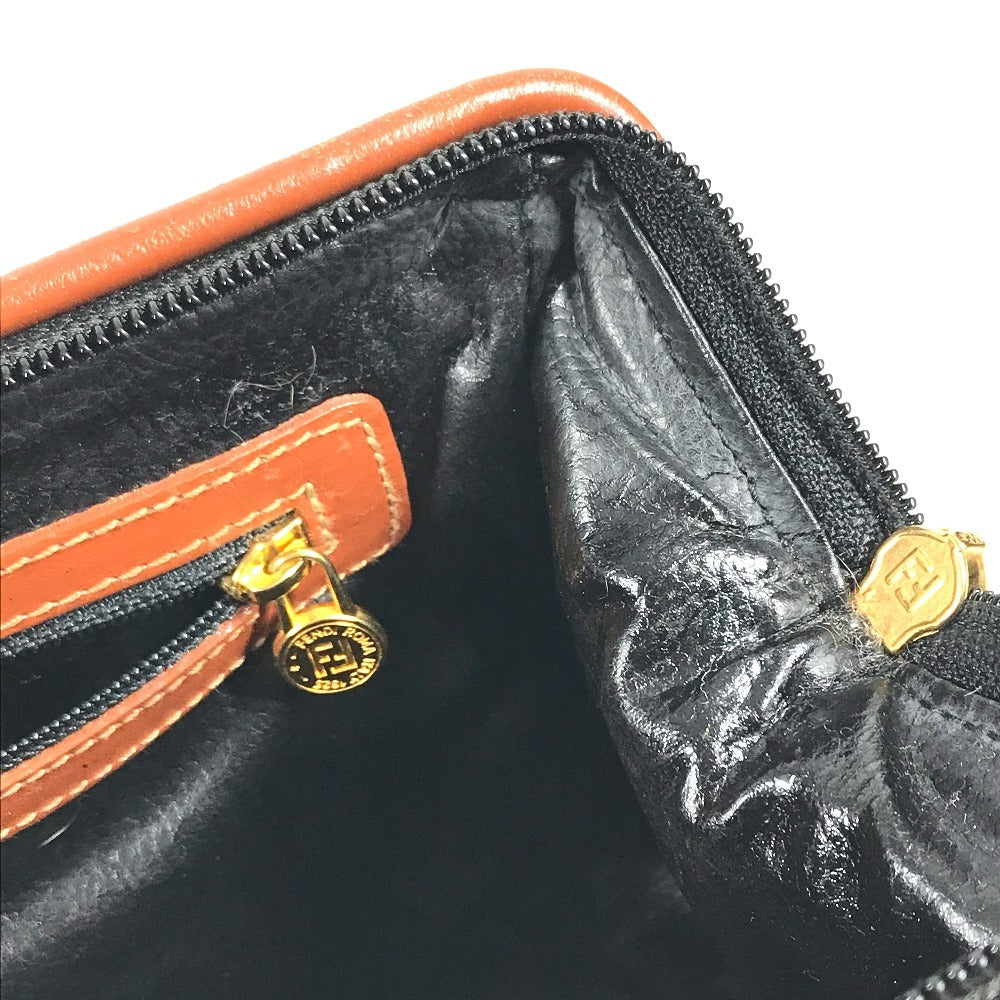FENDI vintage Pecan Bag Mini Duffle Bag Hand Bag PVC/Leather khaki/Brown Used