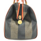 FENDI vintage Pecan Bag Mini Duffle Bag Hand Bag PVC/Leather khaki/Brown Used