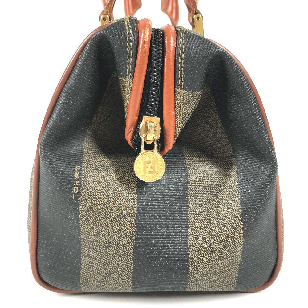 FENDI vintage Pecan Bag Mini Duffle Bag Hand Bag PVC/Leather khaki/Brown Used