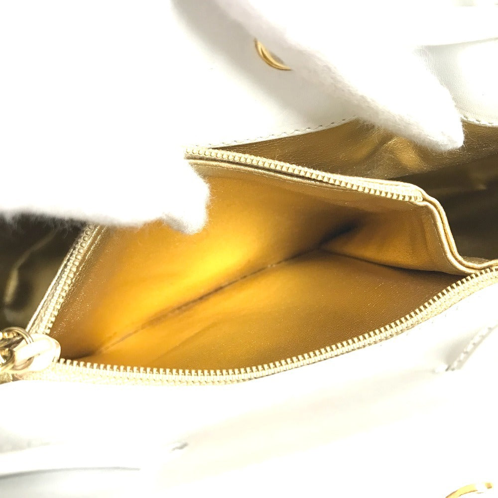 Salvatore Ferragamo vintage Gancini logo bag backpack Backpack straw / Leather White Used