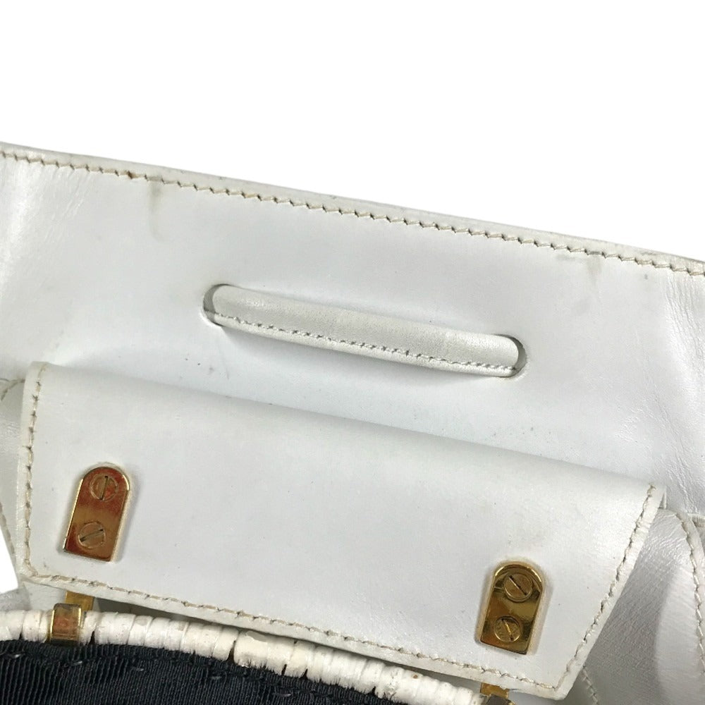 Salvatore Ferragamo vintage Gancini logo bag backpack Backpack straw / Leather White Used
