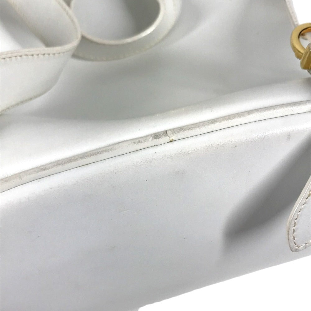 Salvatore Ferragamo vintage Gancini logo bag backpack Backpack straw / Leather White Used
