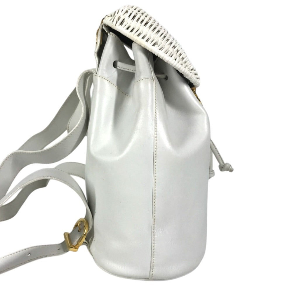 Salvatore Ferragamo vintage Gancini logo bag backpack Backpack straw / Leather White Used