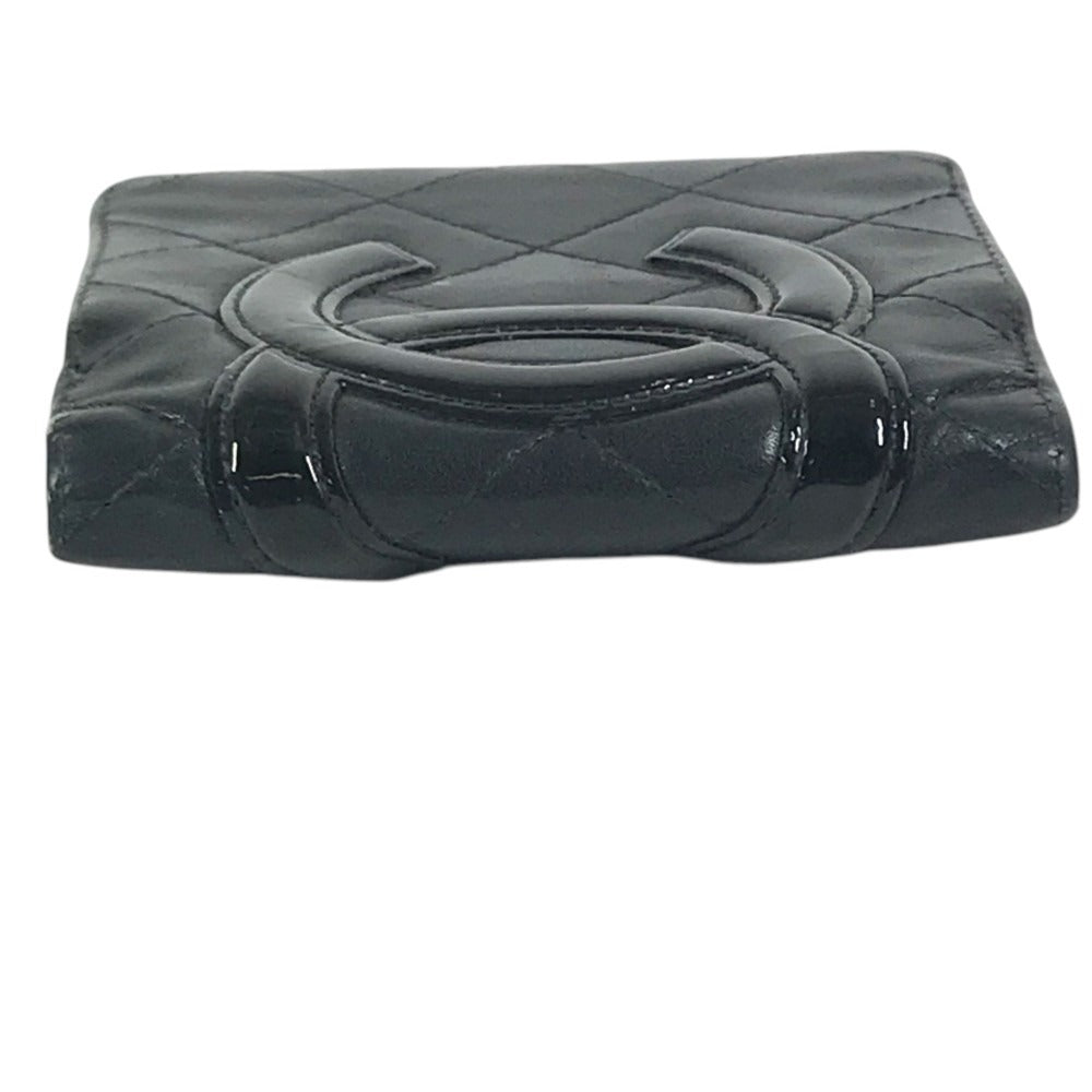 CHANEL A26720 Cambon Line CC CC Mark logo Kisslock Compact Wallet Folded wallet Leather Black Used