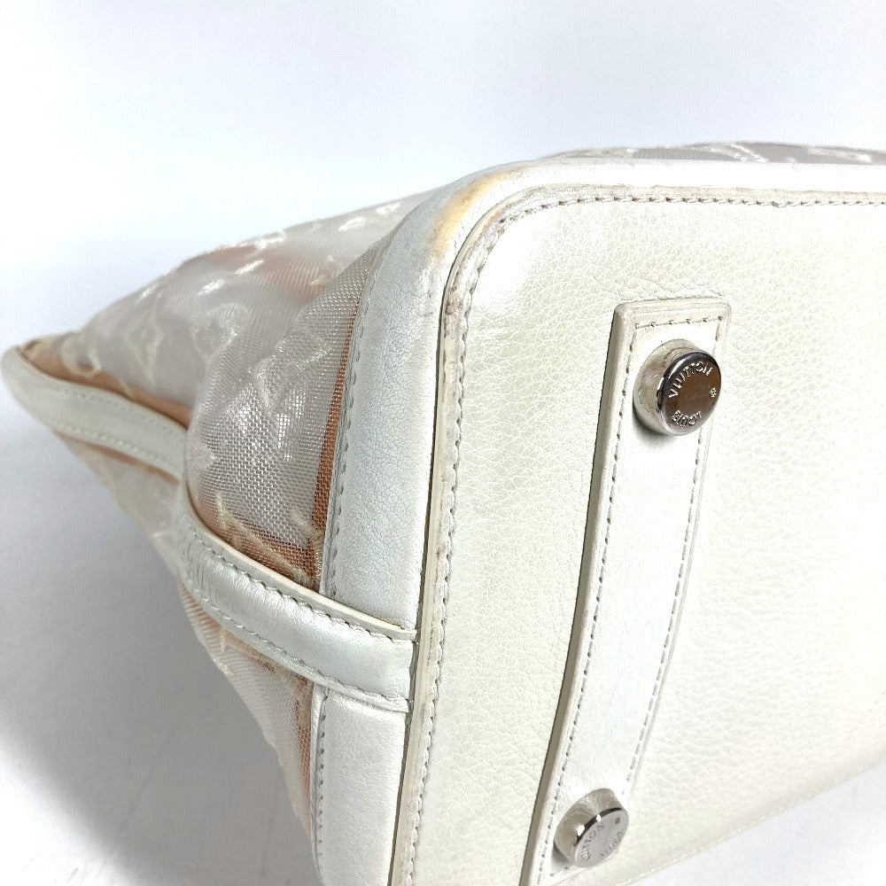 LOUIS VUITTON M40699 Transparency Monogram Lockit Tote Bag, Embroidered, Clear, Mesh Hand Bag Leather / Nylon White Used