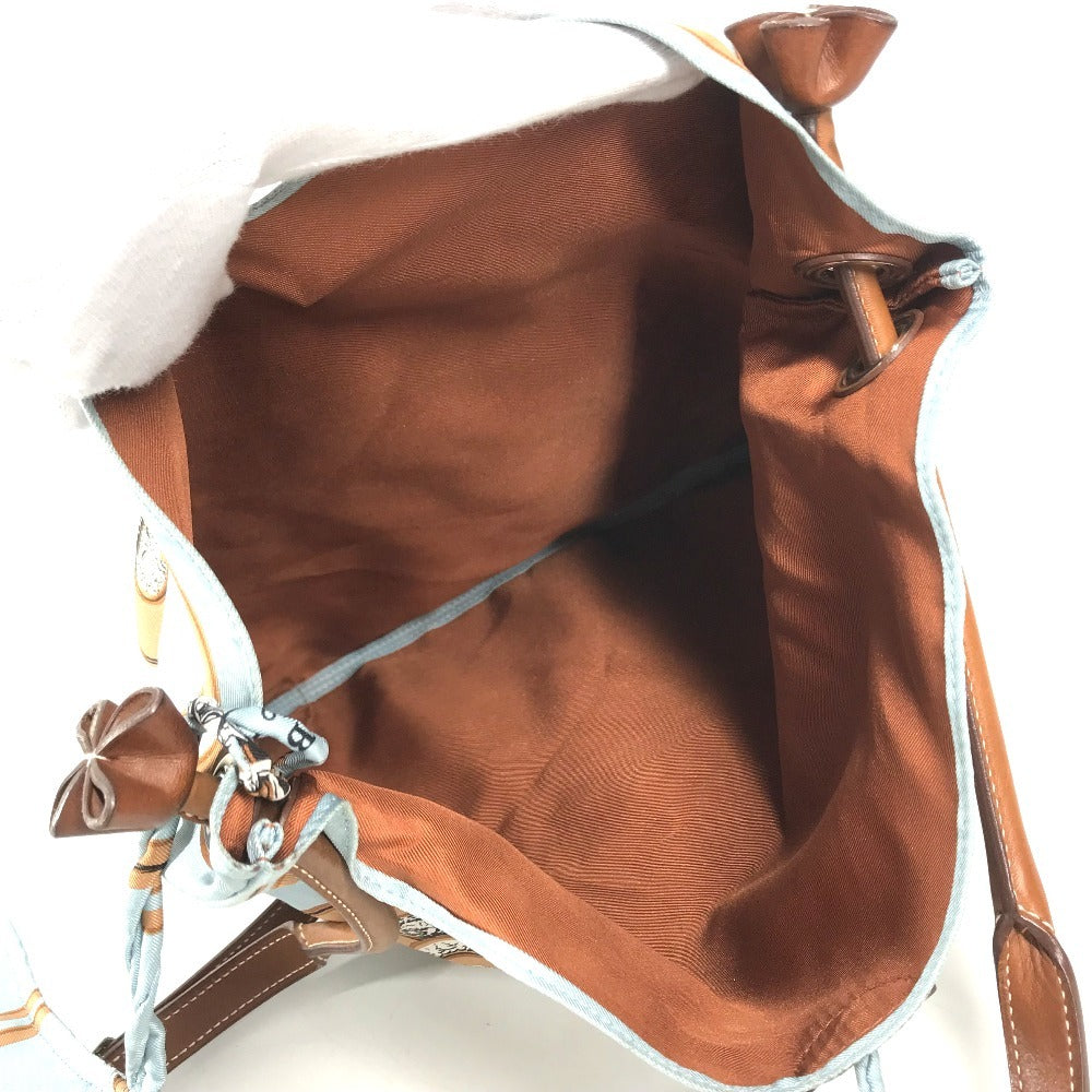 HERMES Brides de Gala Silky City PM Silky City PM Crossbody bag with pouch Shoulder Bag silk / Leather Light blue/Brown Used