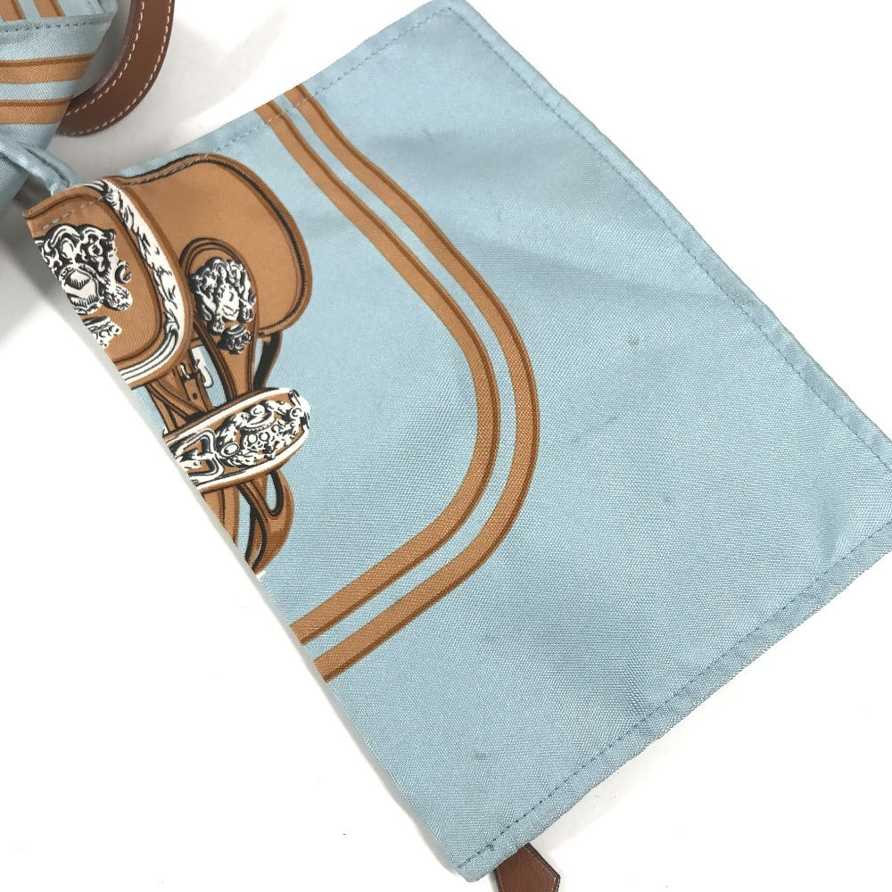 HERMES Brides de Gala Silky City PM Silky City PM Crossbody bag with pouch Shoulder Bag silk / Leather Light blue/Brown Used