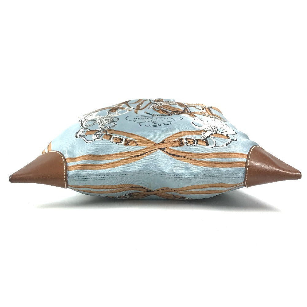 HERMES Brides de Gala Silky City PM Silky City PM Crossbody bag with pouch Shoulder Bag silk / Leather Light blue/Brown Used