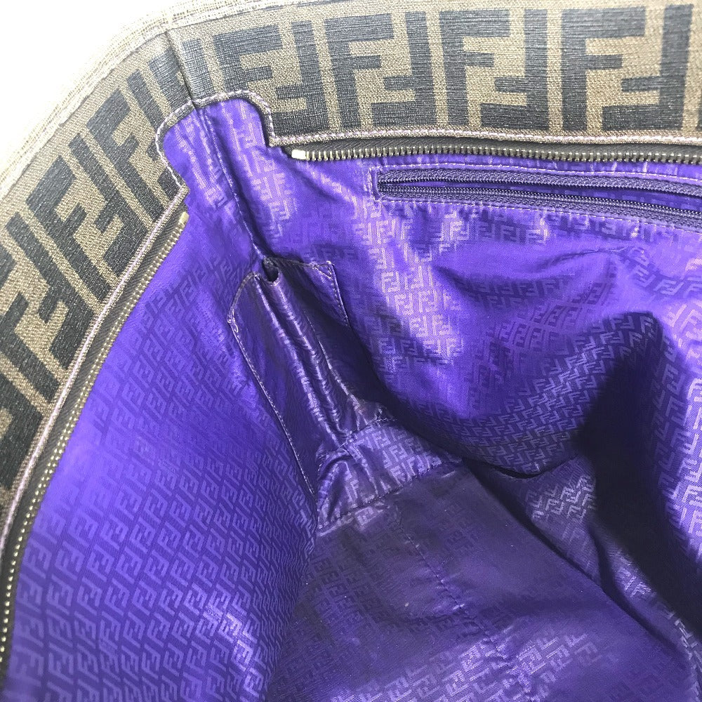 FENDI 8BH185 Zucca logo Bag Tote Bag shawl Shoulder Bag PVC/Leather Brown/purple Used