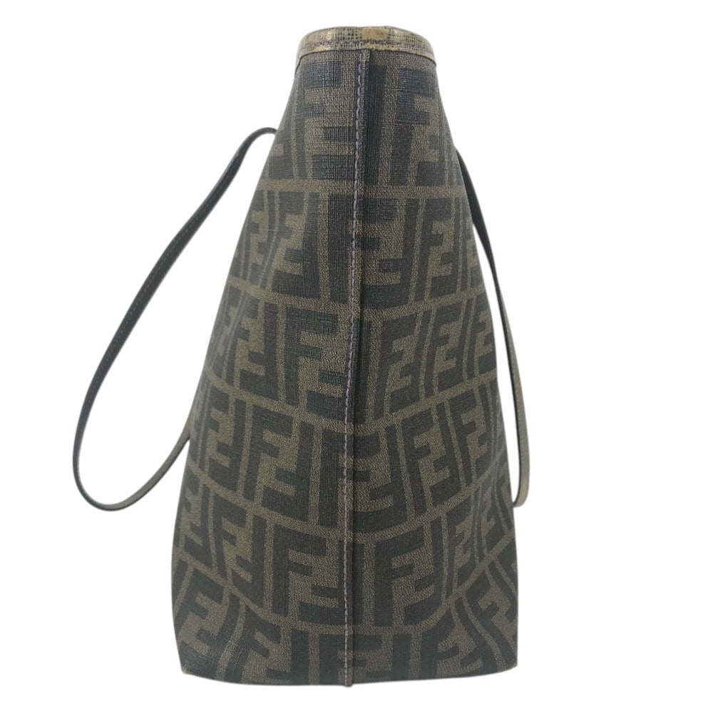 FENDI 8BH185 Zucca logo Bag Tote Bag shawl Shoulder Bag PVC/Leather Brown/purple Used