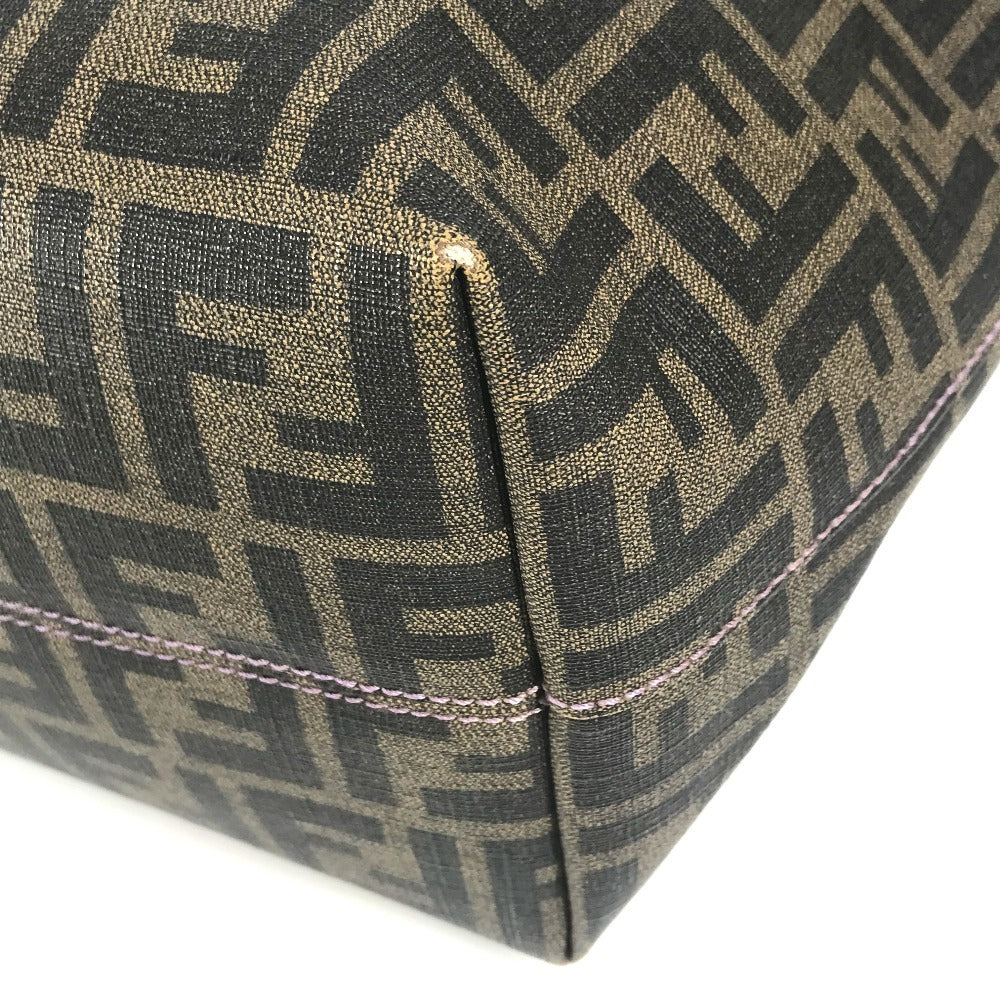 FENDI 8BH185 Zucca logo Bag Tote Bag shawl Shoulder Bag PVC/Leather Brown/purple Used
