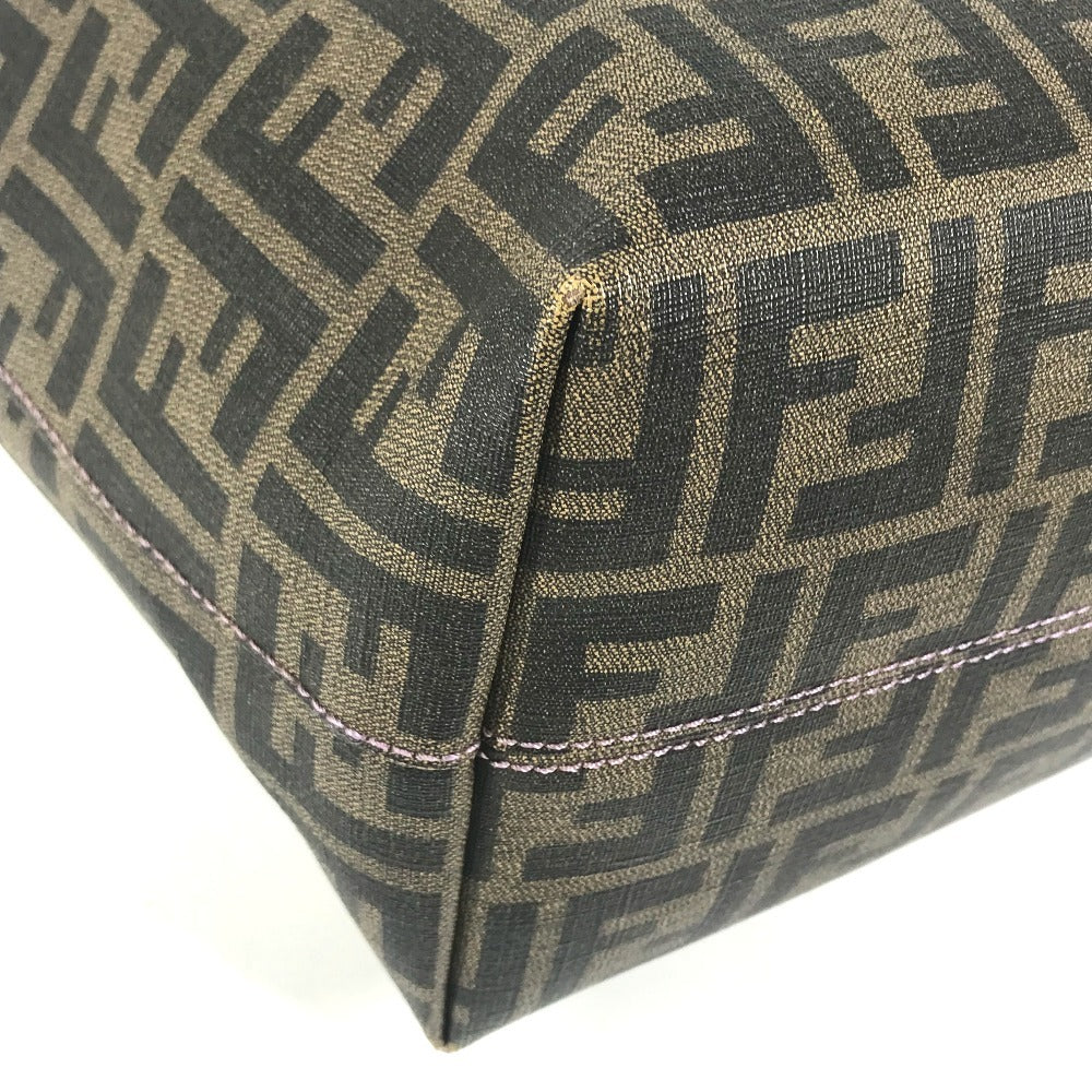 FENDI 8BH185 Zucca logo Bag Tote Bag shawl Shoulder Bag PVC/Leather Brown/purple Used