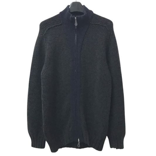 HERMES Zip-up zipper Jacket, Outerwear, Long-sleeved Top apparel knit wool Green/Navy Used