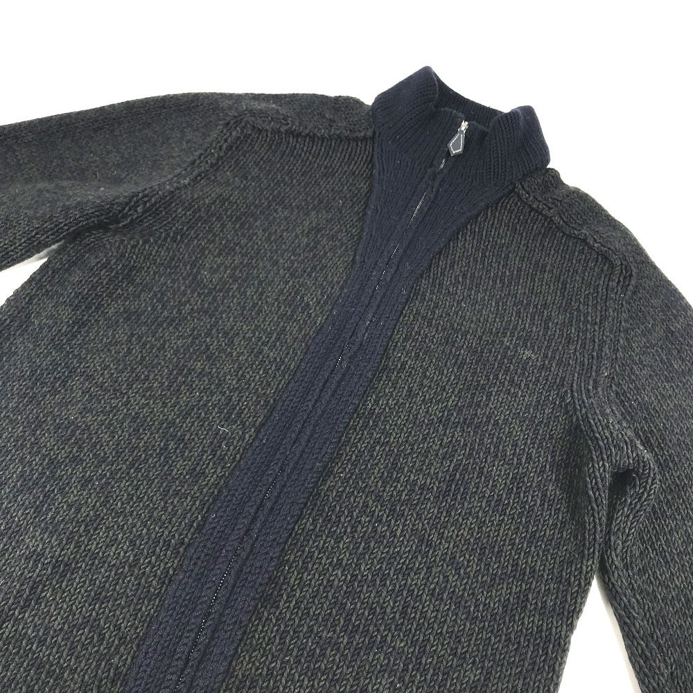 HERMES Zip-up zipper Jacket, Outerwear, Long-sleeved Top apparel knit wool Green/Navy Used