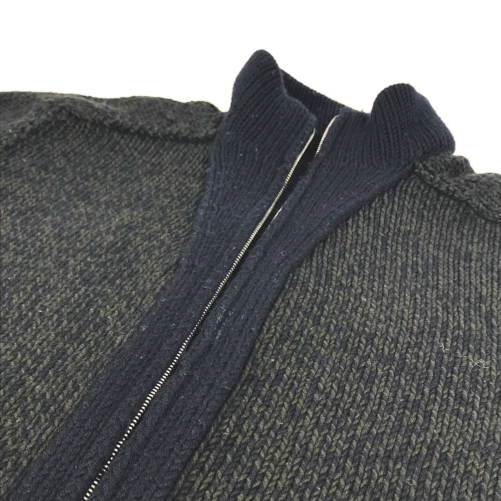 HERMES Zip-up zipper Jacket, Outerwear, Long-sleeved Top apparel knit wool Green/Navy Used