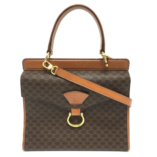 CELINE マカダム ワンハンドル カバン 2WAY ハンドバッグ ショルダーバッグ PVC/レザー レディース ブラウン ブラウン