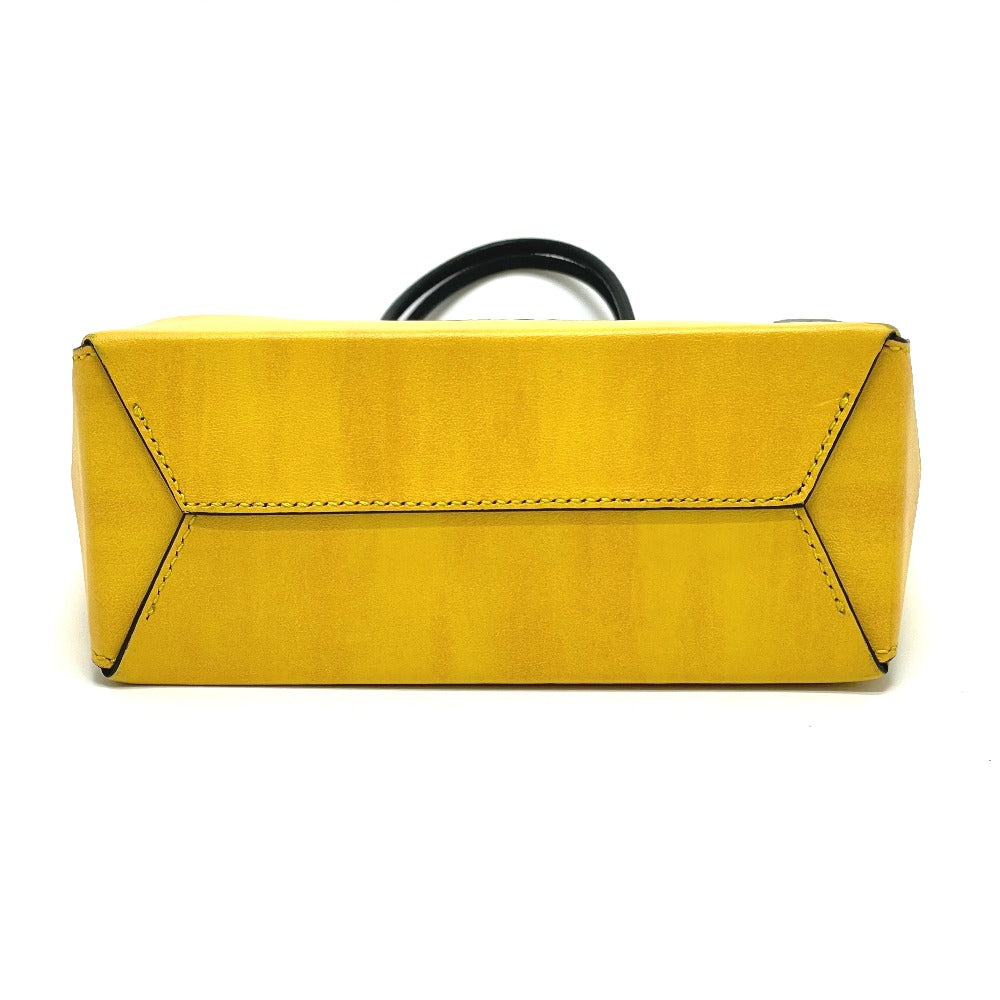 FENDI 7VA512 ロゴ 2WAY スモール カバン ショッピングバッグ ショルダーバッグ レザー レディース イエロー