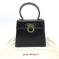 Salvatore Ferragamo BX-212193 Gancini Square Bag, 2-Way Handbag/Shoulder Bag, Leather, Black, Women's
