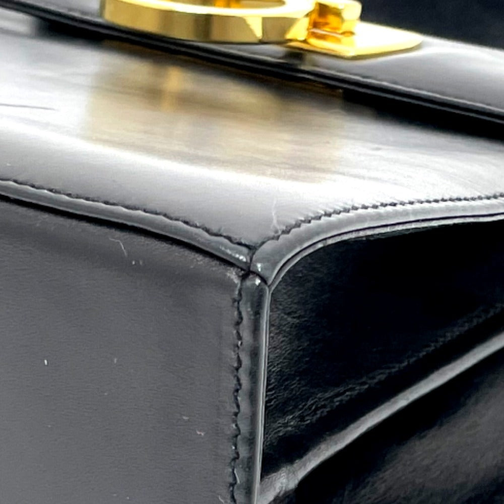Salvatore Ferragamo BX-212193 Gancini Square Bag, 2-Way Handbag/Shoulder Bag, Leather, Black, Women's