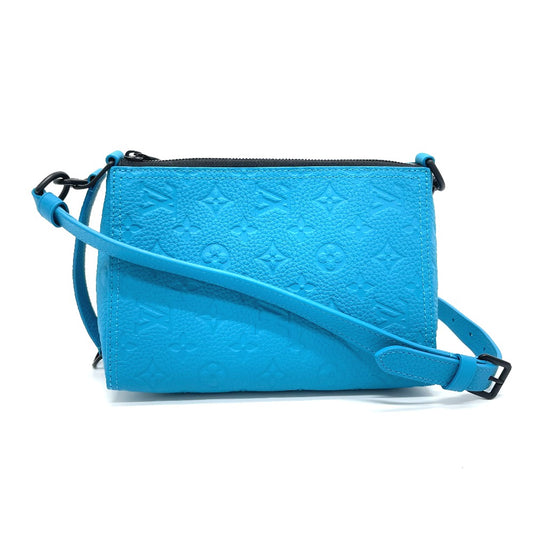 LOUIS VUITTON M55925 モノグラムアンプラント トリアングル メッセンジャー カバン 2WAY ショルダーバッグ モノグラムアンプラントレザー メンズ ターコイズ ブルー