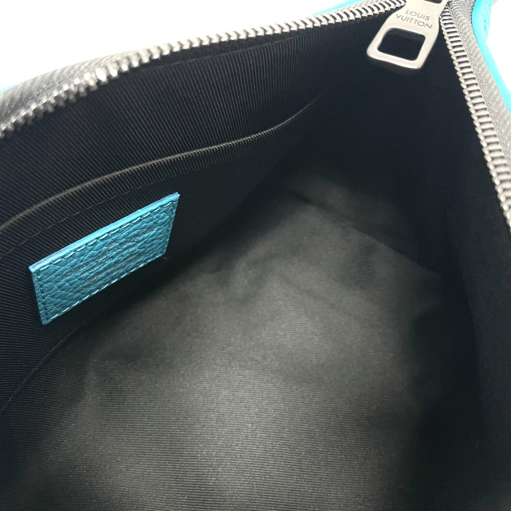 LOUIS VUITTON M55925 Monogram Empreinte Triangle Messenger Bag, 2-Way Shoulder Bag, Monogram Empreinte Leather, Men's, Turquoise Blue