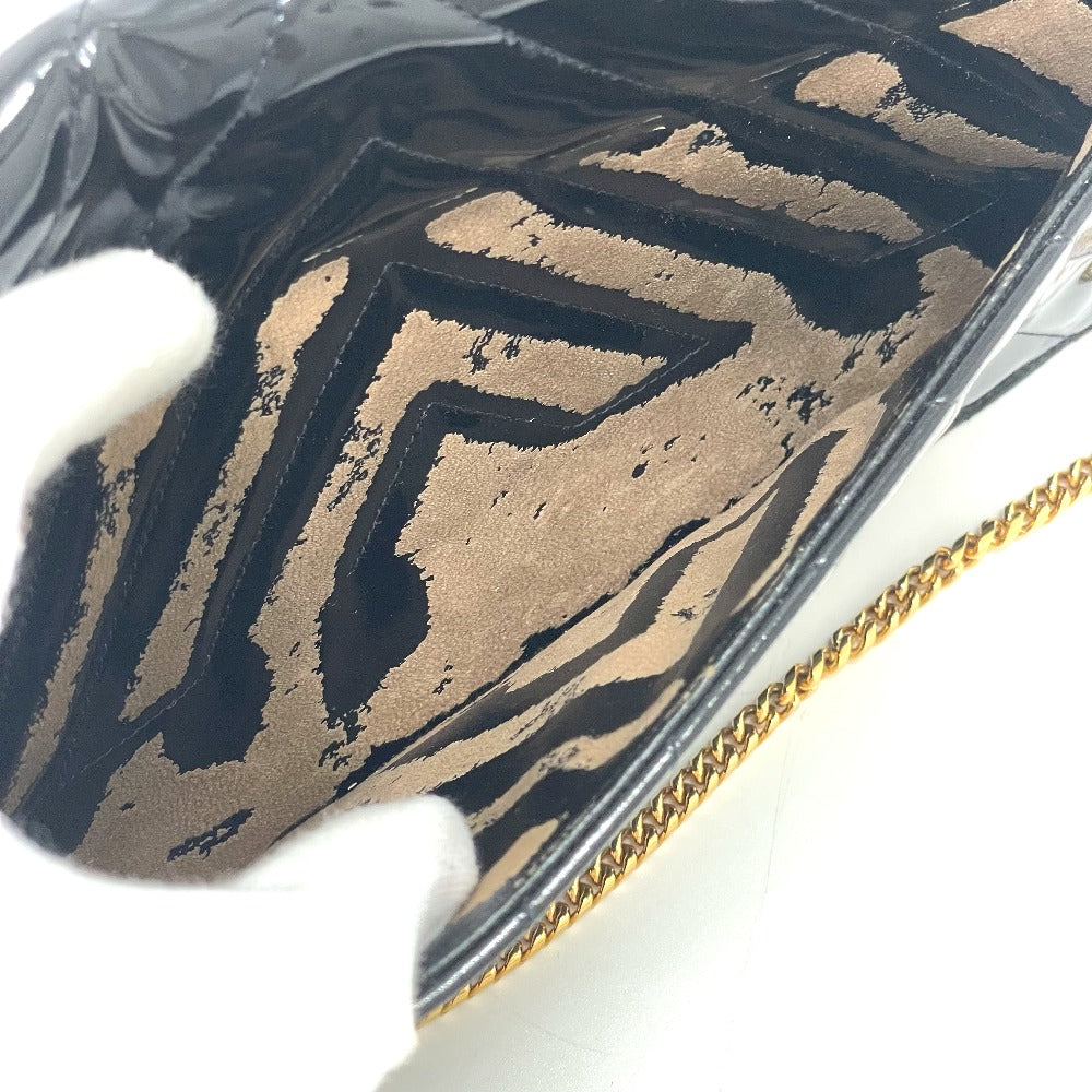 CHANEL Vステッチ シェブロン CC ココマーク カバン チェーン 2WAYバッグ 斜め掛け ショルダーバッグ エナメル/レザー レディース ブラック