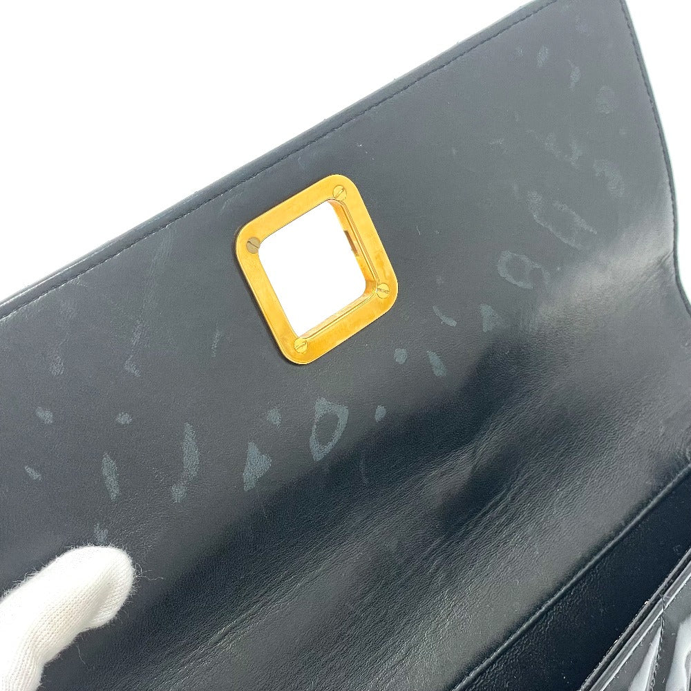 CHANEL Vステッチ シェブロン CC ココマーク カバン チェーン 2WAYバッグ 斜め掛け ショルダーバッグ エナメル/レザー レディース ブラック