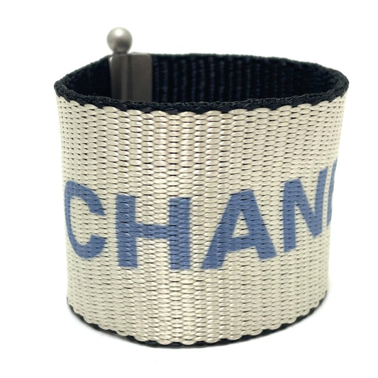 CHANEL ロゴ 99S ヴィンテージ ブレスレット ナイロン レディース シルバー系×ブルー