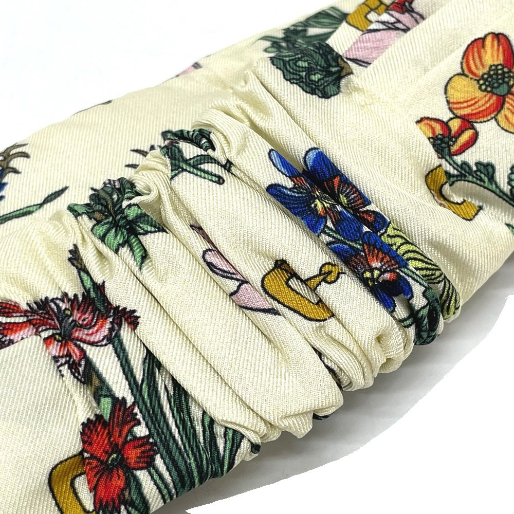 GUCCI Flower Bandana Headband, Silk, Women's, Ivory