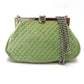 CHANEL Coco Mark Clasp Matelasse Chain Shoulder Bag, Velvet, Women's, Green with Silver Hardware