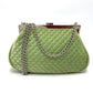 CHANEL Coco Mark Clasp Matelasse Chain Shoulder Bag, Velvet, Women's, Green with Silver Hardware