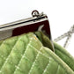 CHANEL Coco Mark Clasp Matelasse Chain Shoulder Bag, Velvet, Women's, Green with Silver Hardware