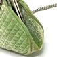 CHANEL Coco Mark Clasp Matelasse Chain Shoulder Bag, Velvet, Women's, Green with Silver Hardware