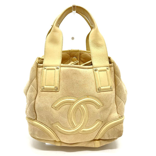 CHANEL CC ココマーク モコモコ カバン ハンドバッグ ムートン レディース ベージュ×ゴールド金具