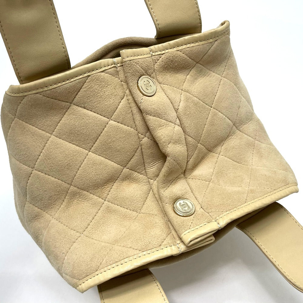 CHANEL CC ココマーク モコモコ カバン ハンドバッグ ムートン レディース ベージュ×ゴールド金具
